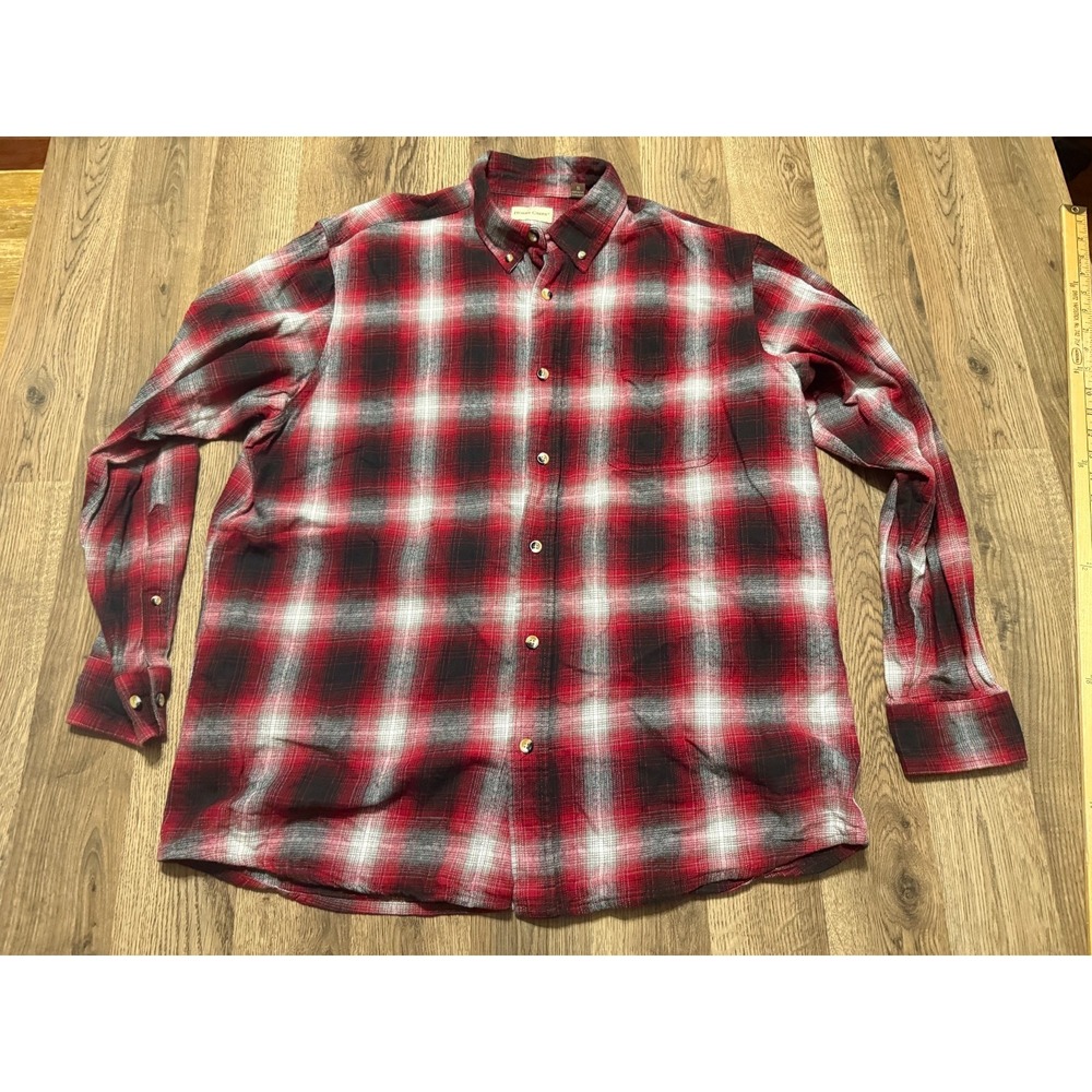 Hobbs Creek Shirt, Men's Size XL, Grey Black White Red, Plaid, Button Up Shirt